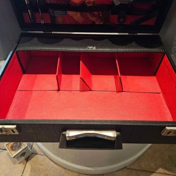 MCM Black Leather Travel Bar with Accessories Bar Caddy 17" x 6" - Picture 4 of 10